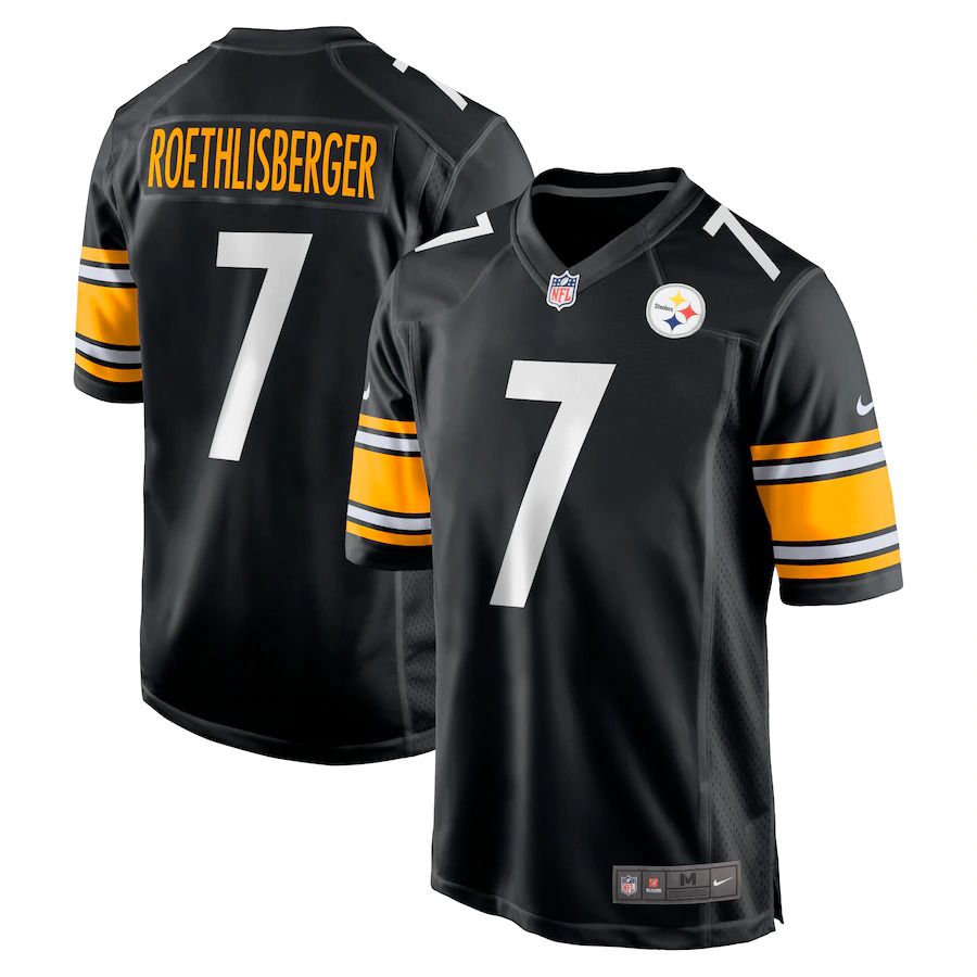 Men Pittsburgh Steelers #7 Ben Roethlisberger Nike Black Game Team NFL Jersey